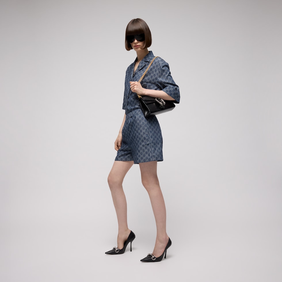 GG cotton denim jacquard shorts