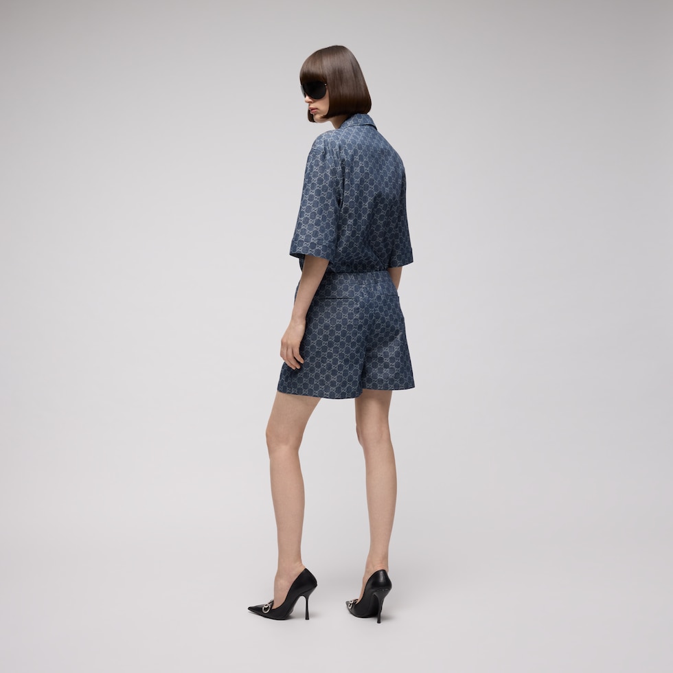 GG cotton denim jacquard shorts
