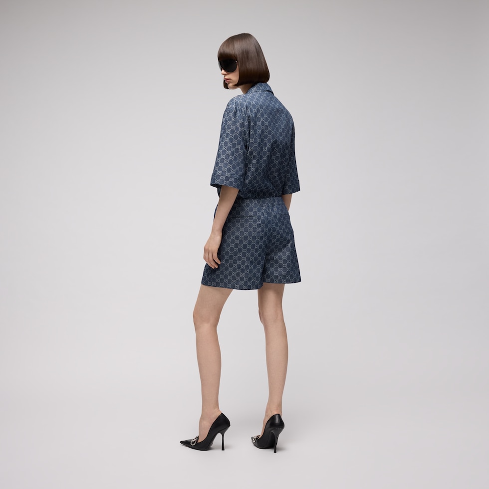 GG cotton denim jacquard shirt