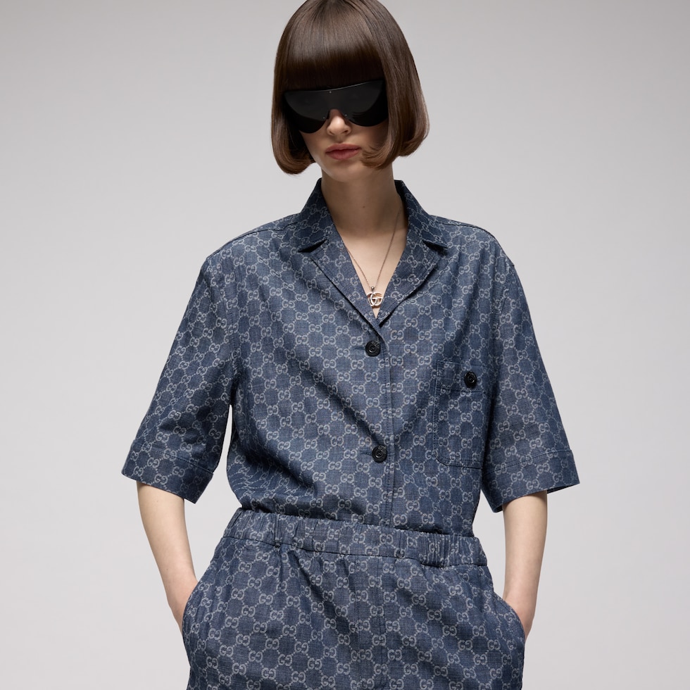 GG cotton denim jacquard shirt