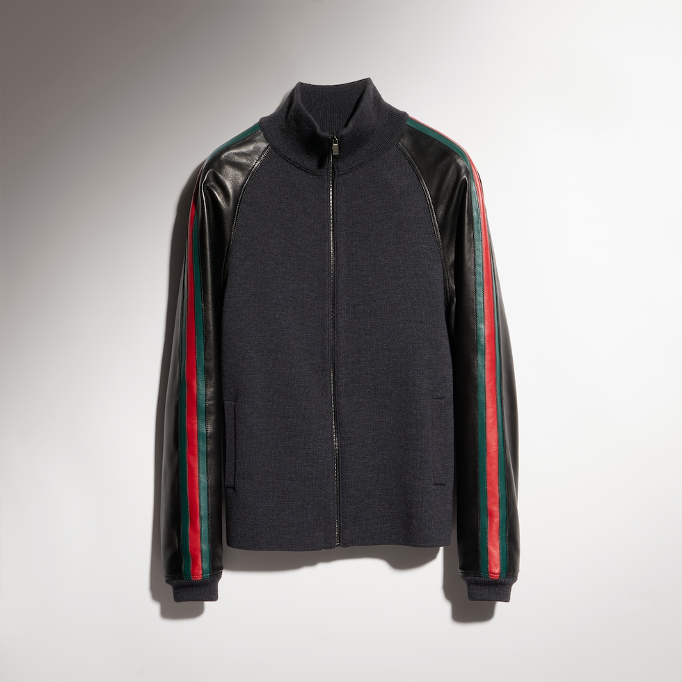 Fine rib wool zip jacket with Web