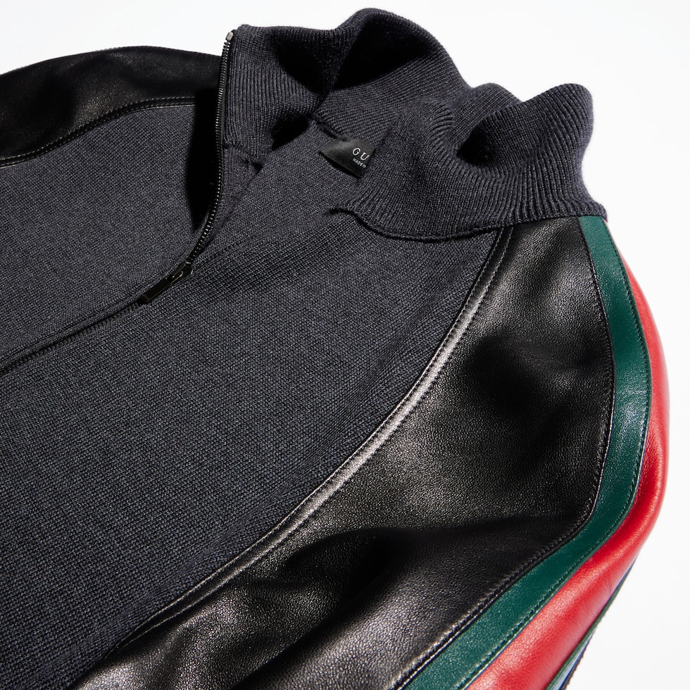 Fine rib wool zip jacket with Web