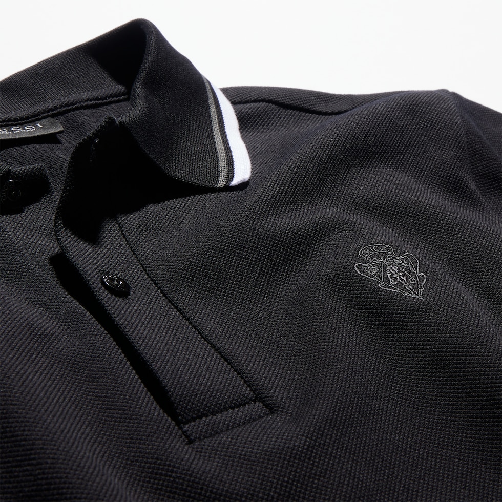 Cotton piquet polo shirt with embroidery