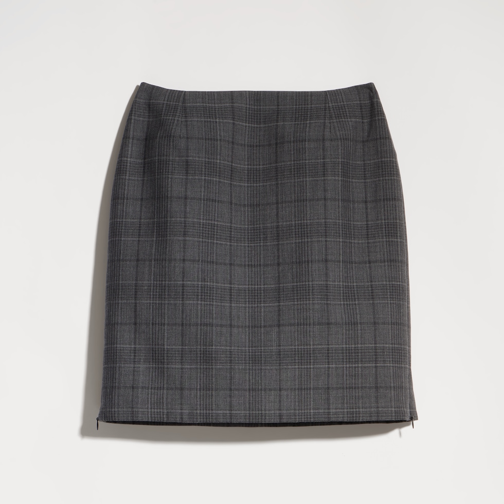 Checked fine wool mini skirt