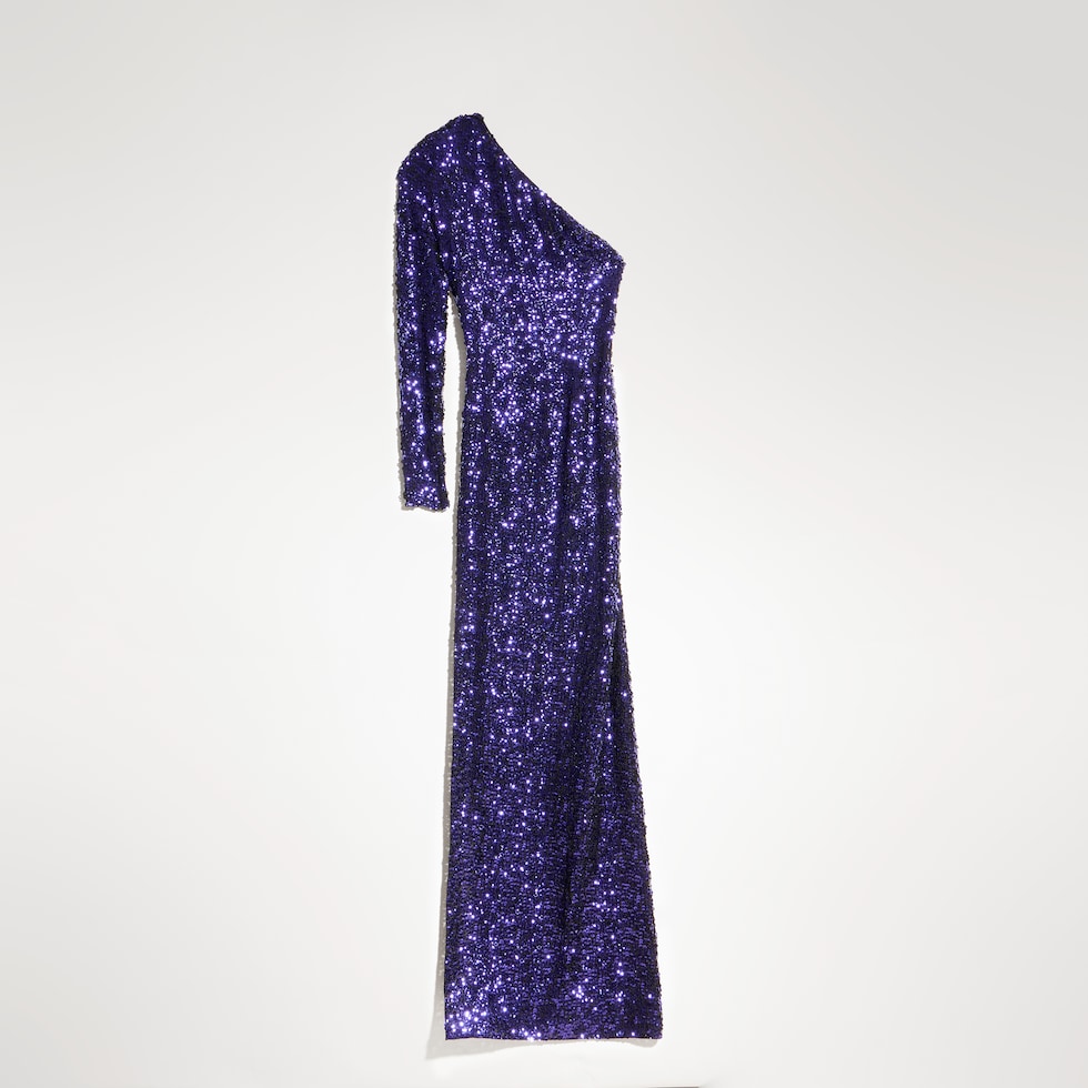 Embroidered silk georgette long dress