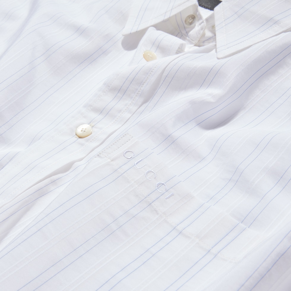Striped technical cotton shirt