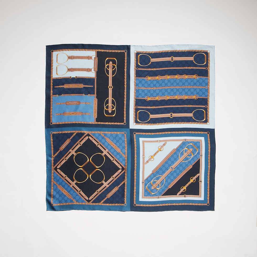 Printed silk twill jacquard carré