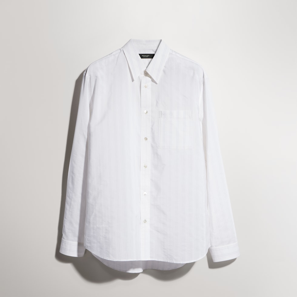 Striped technical cotton shirt