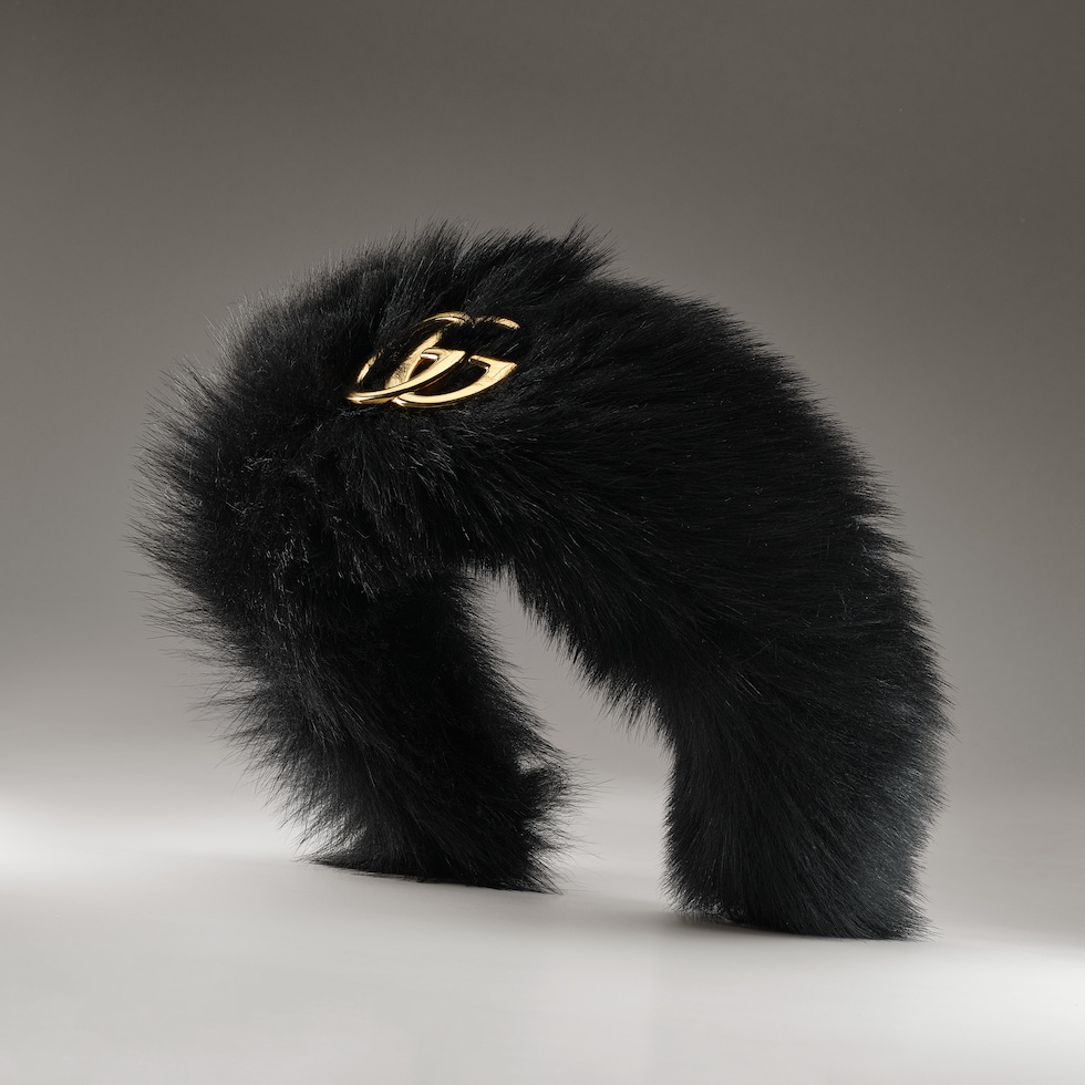 Fuzzy hair band with Double G