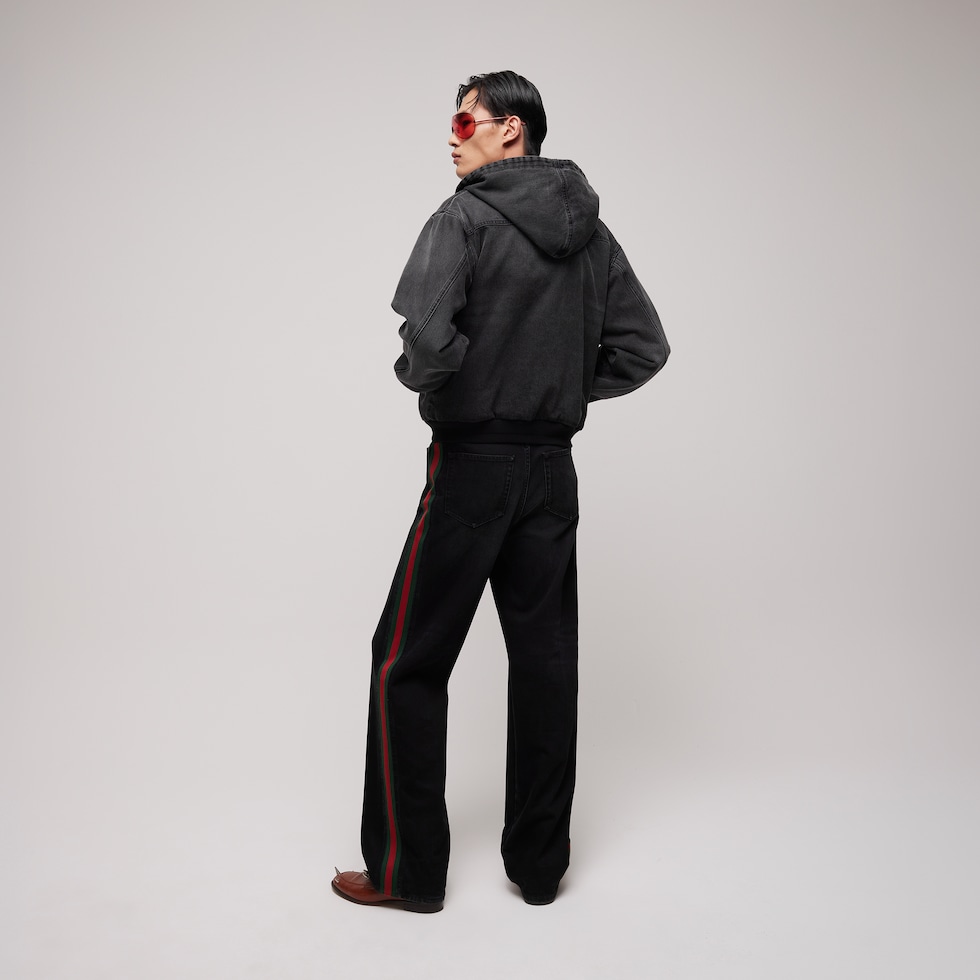 Reversible cotton denim zip jacket