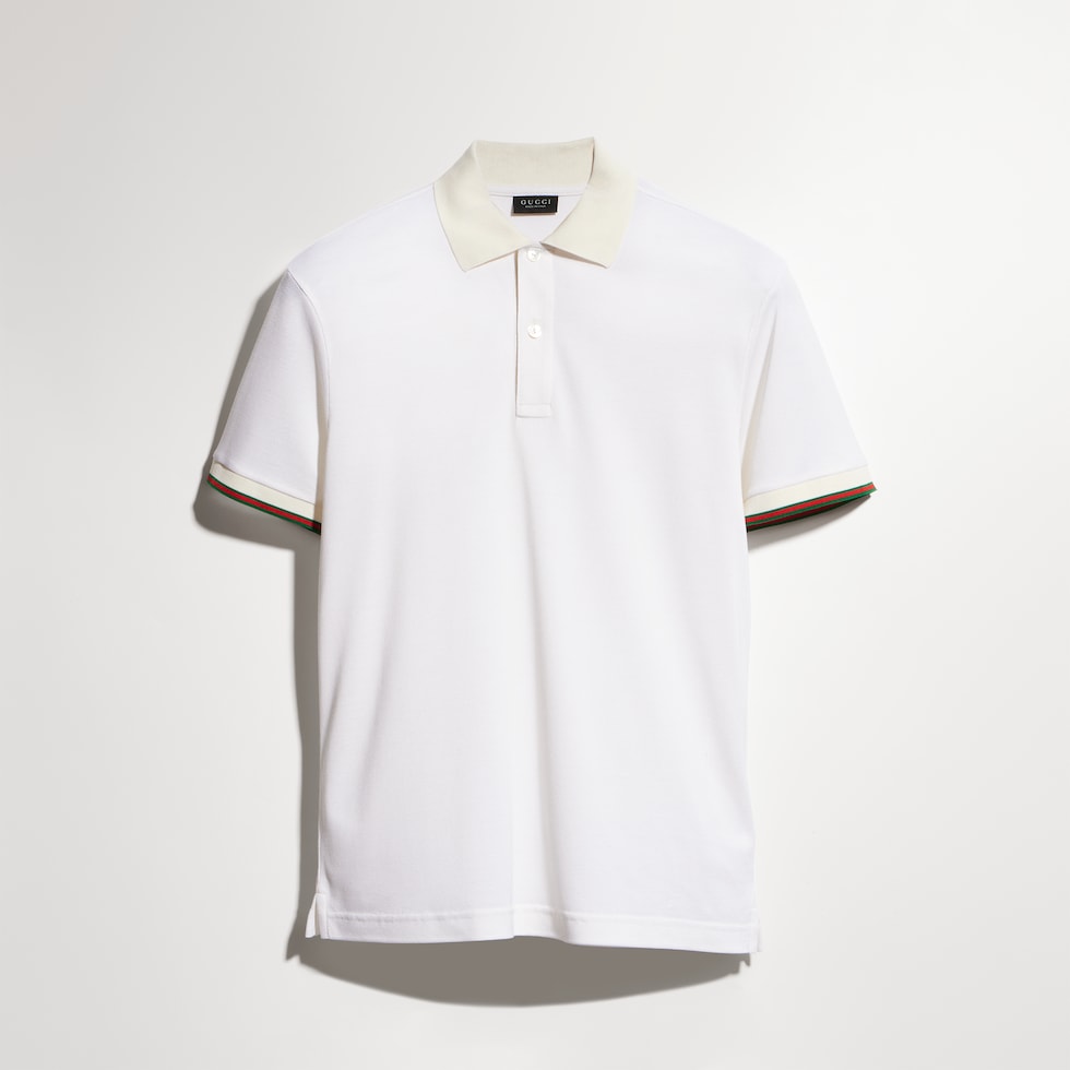 Silk jersey polo shirt with Web