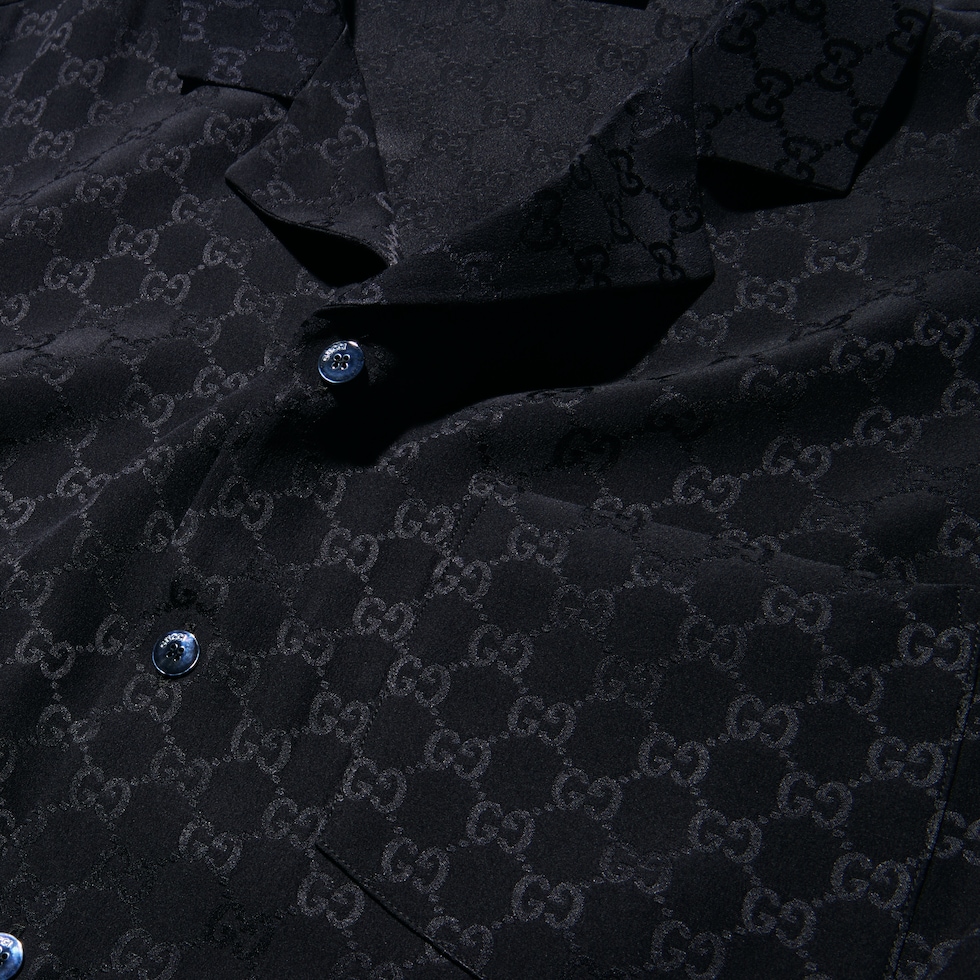 GG silk jacquard bowling shirt
