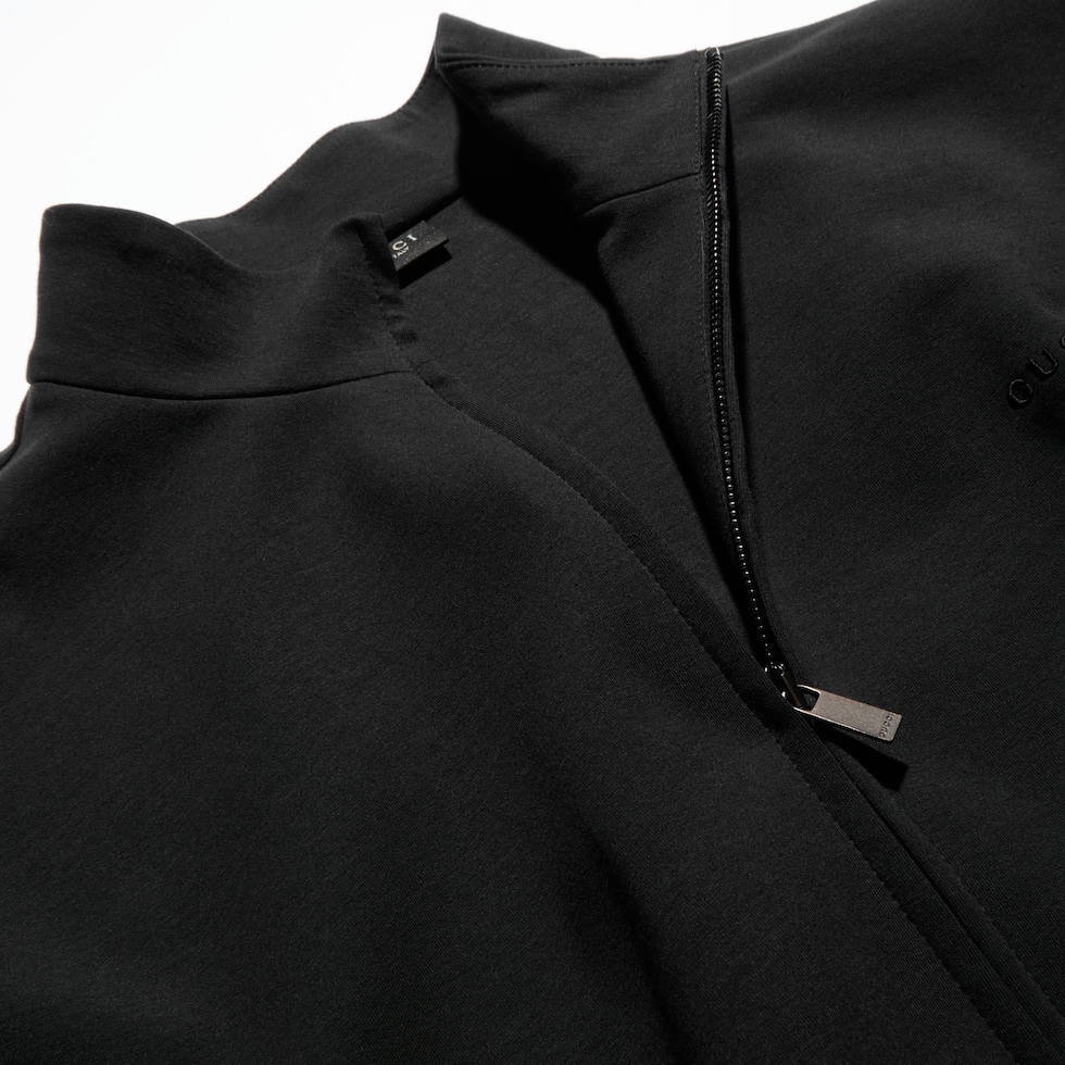 Cotton jersey zip jacket with embroidery
