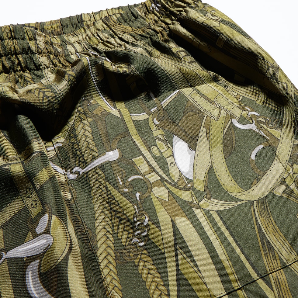 Printed silk twill shorts