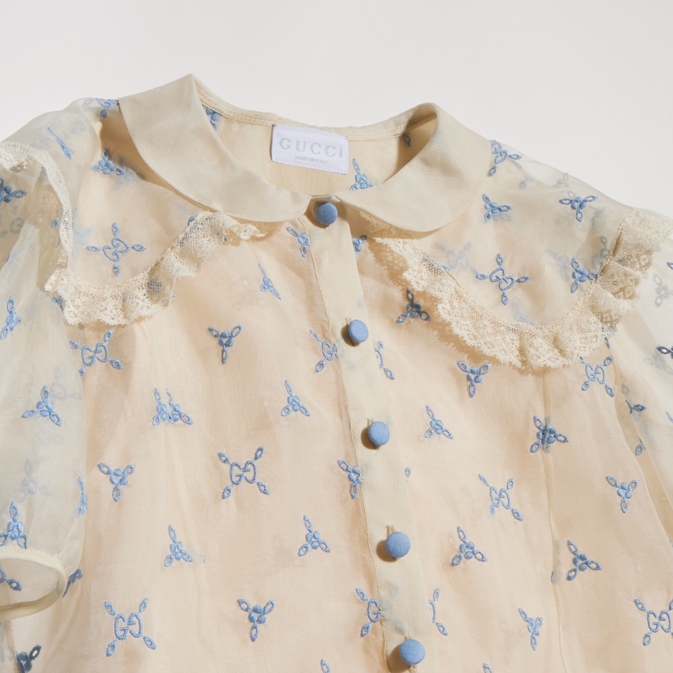 Children's embroidered silk dress