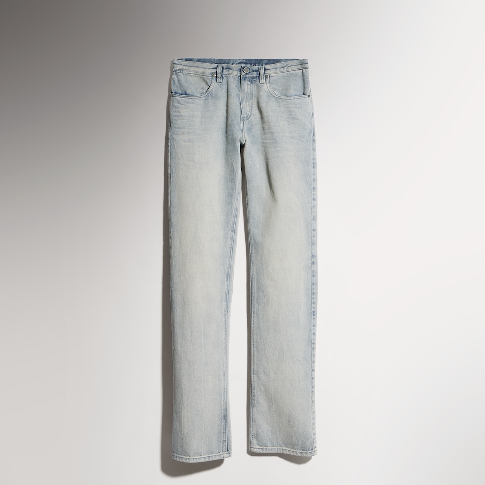 Pantalon slim en denim de coton délavé marbré
