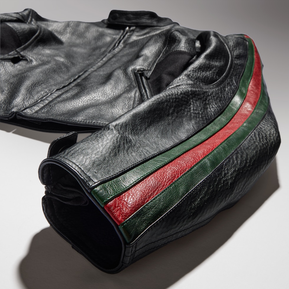 Leather biker jacket with Web