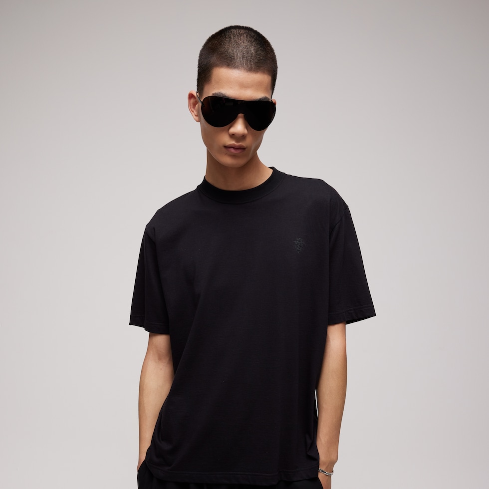 エンブロイダリー付き コットンシルクジャージー Tシャツ