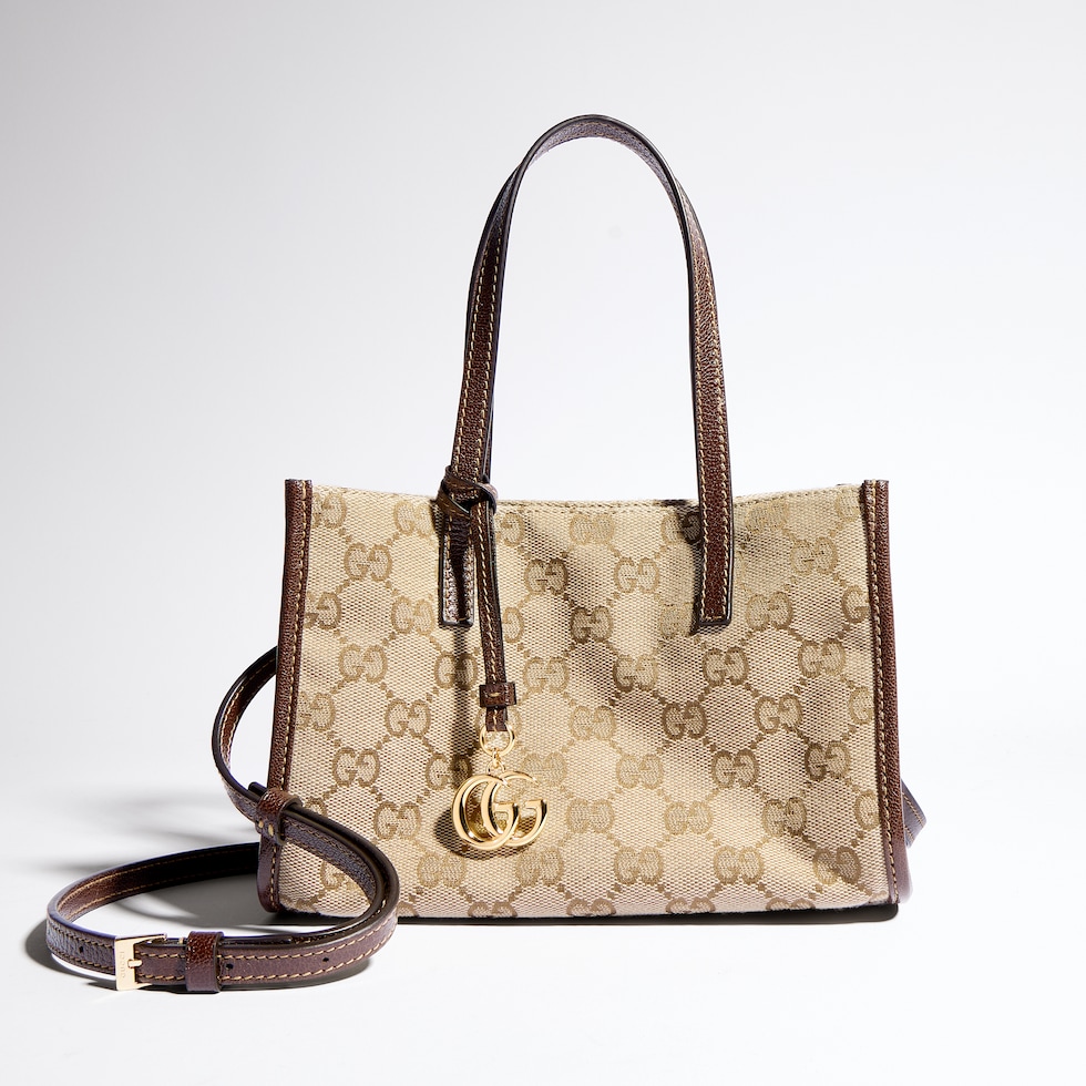 Borsa shopping misura piccola con ciondolo Doppia G