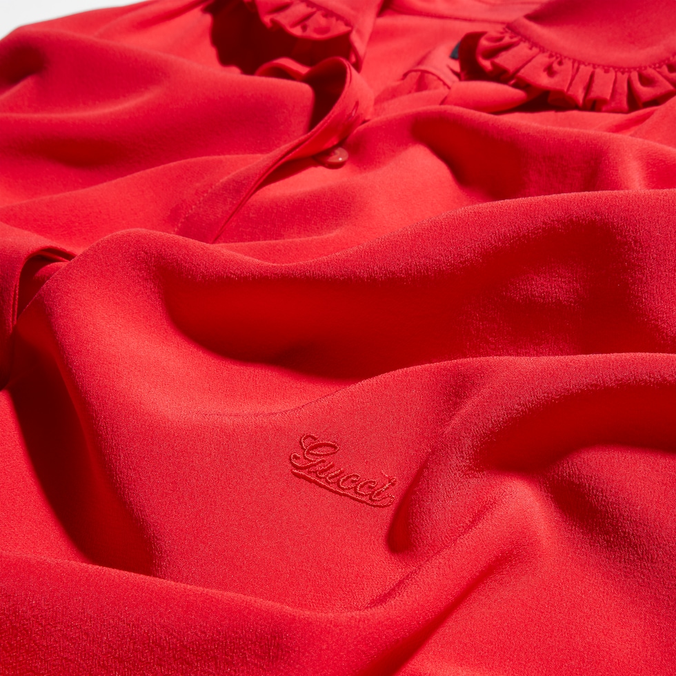 Camicia in seta crêpe de chine con ricamo