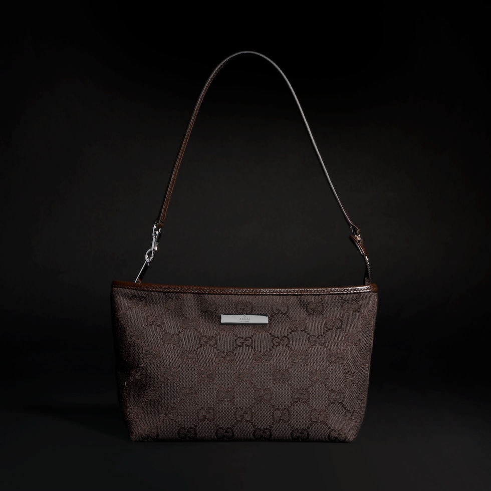 Small pouch with strap and Gucci plaque