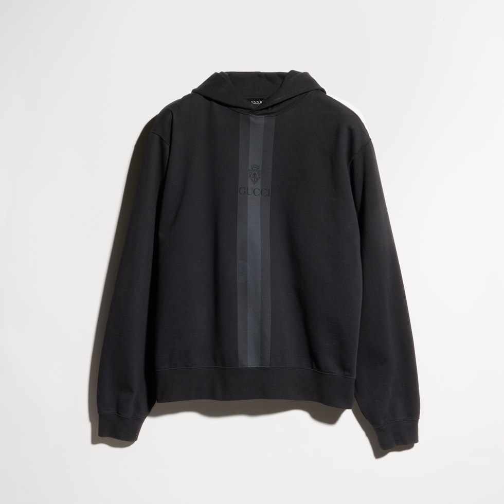 Cotton hooded sweatshirt with muted Web