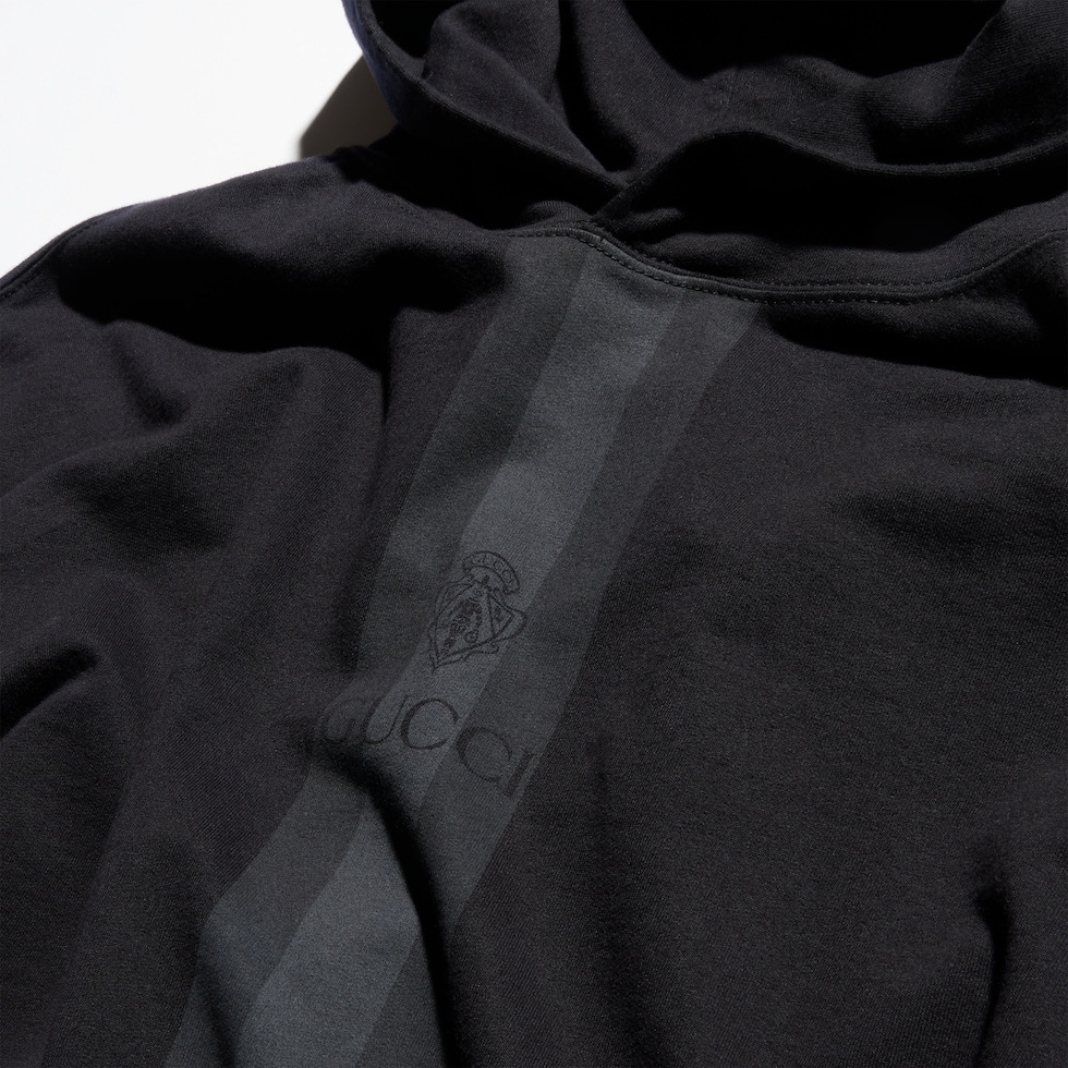 Cotton hooded sweatshirt with muted Web