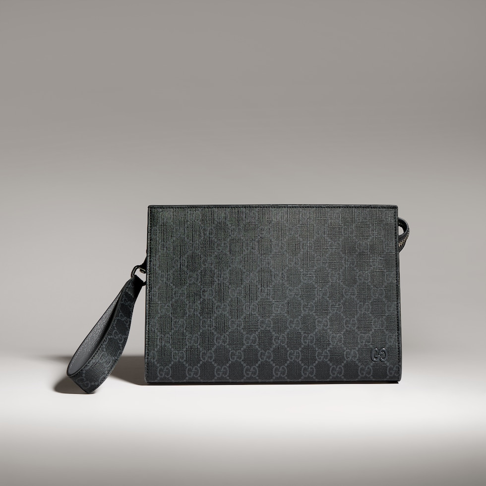 Pouch con finiture grigie misura media