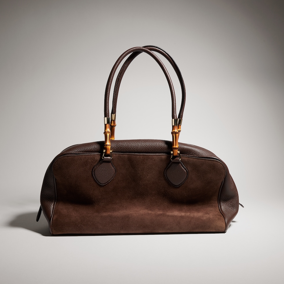 Large boston bag with bamboo