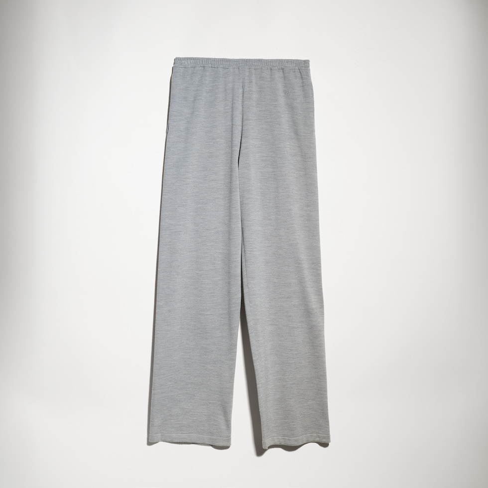 Wool silk leisure pants with embroidery