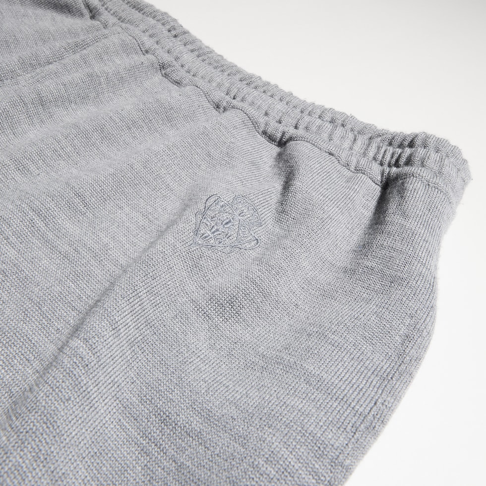 Wool silk leisure pants with embroidery