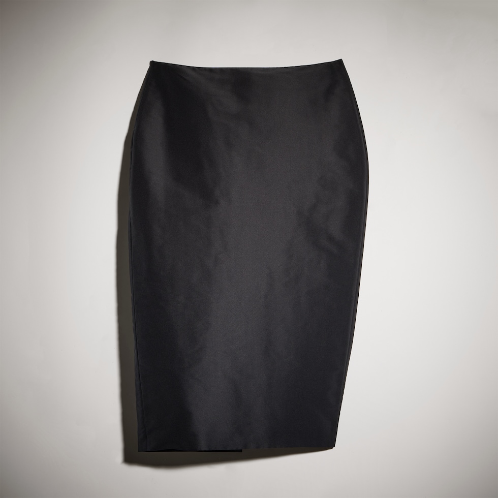 Fine silk faille midi skirt