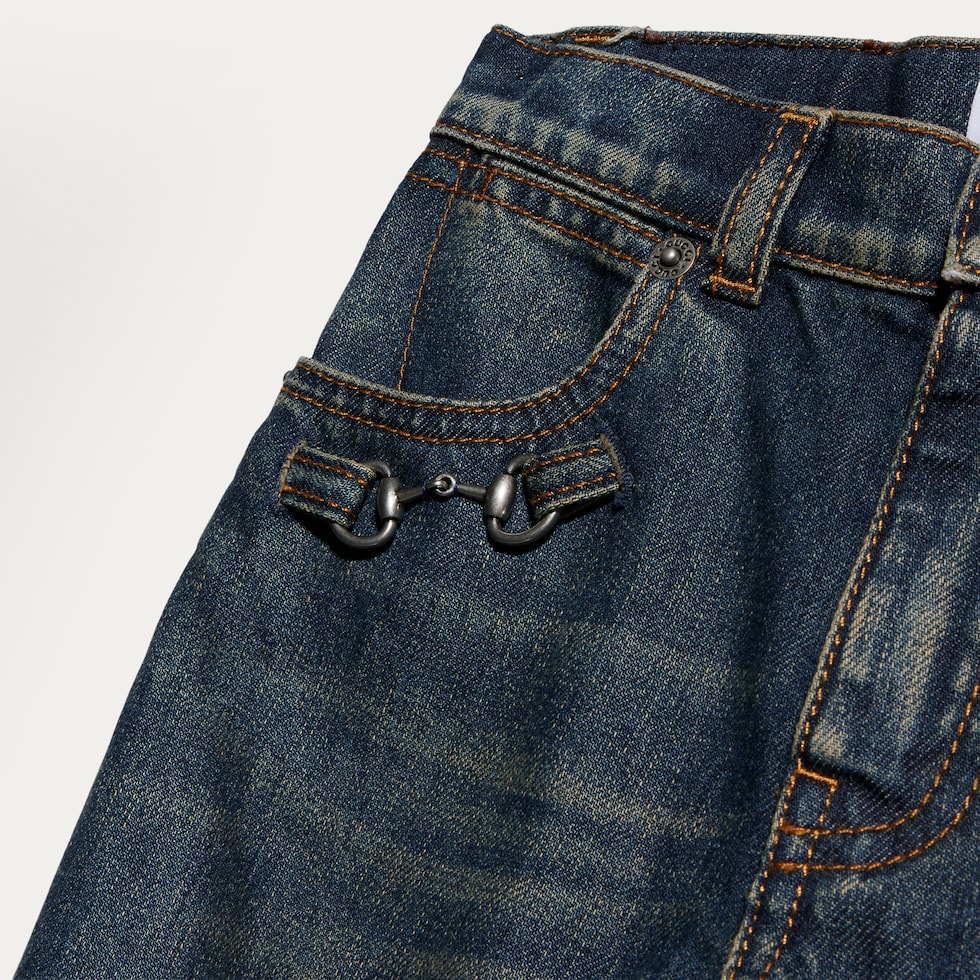 Children's denim pants with Horsebit