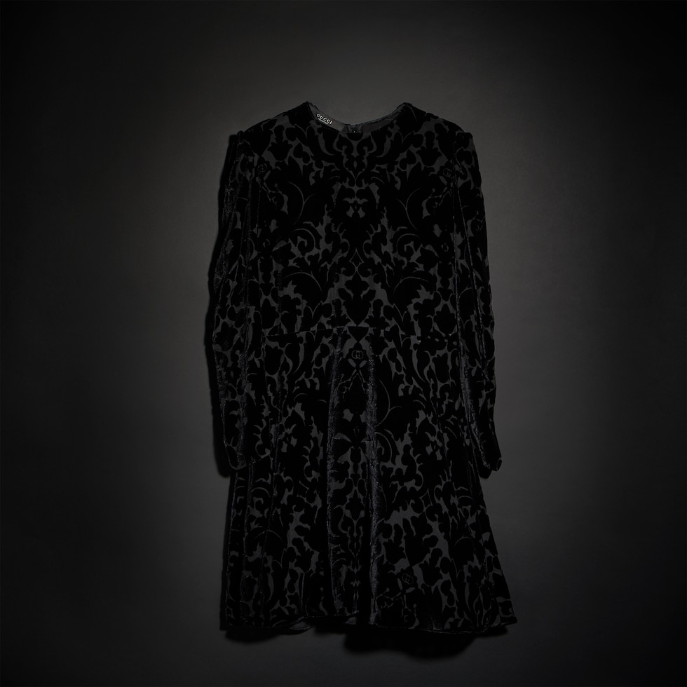 Floral devoré velour dress