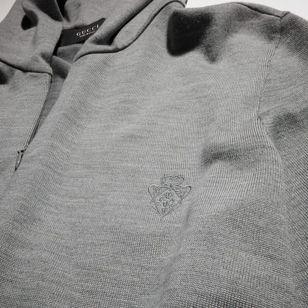 Wool silk blend hooded cardigan
