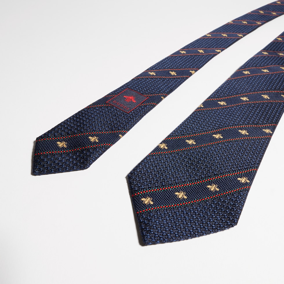 Bee and Web silk jacquard tie