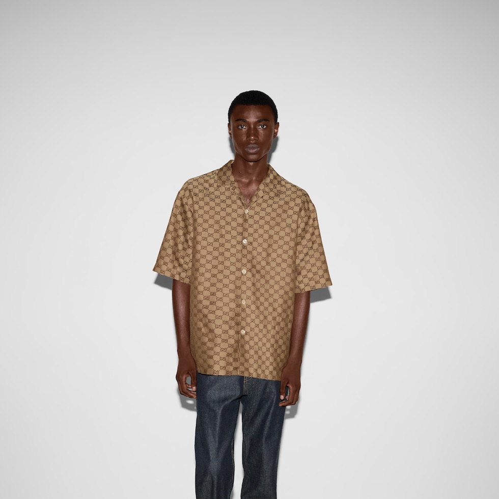 GG linen blend canvas shirt