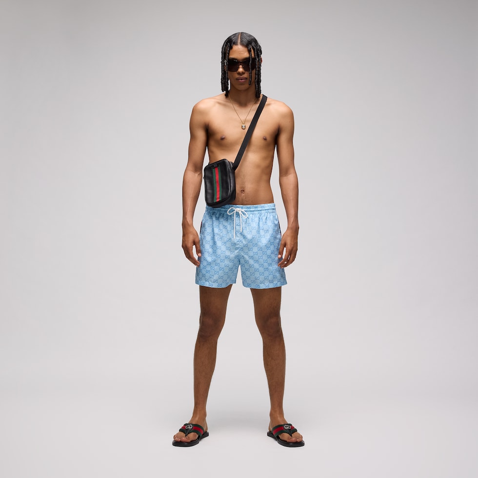 Printed poplin tech swim shorts
