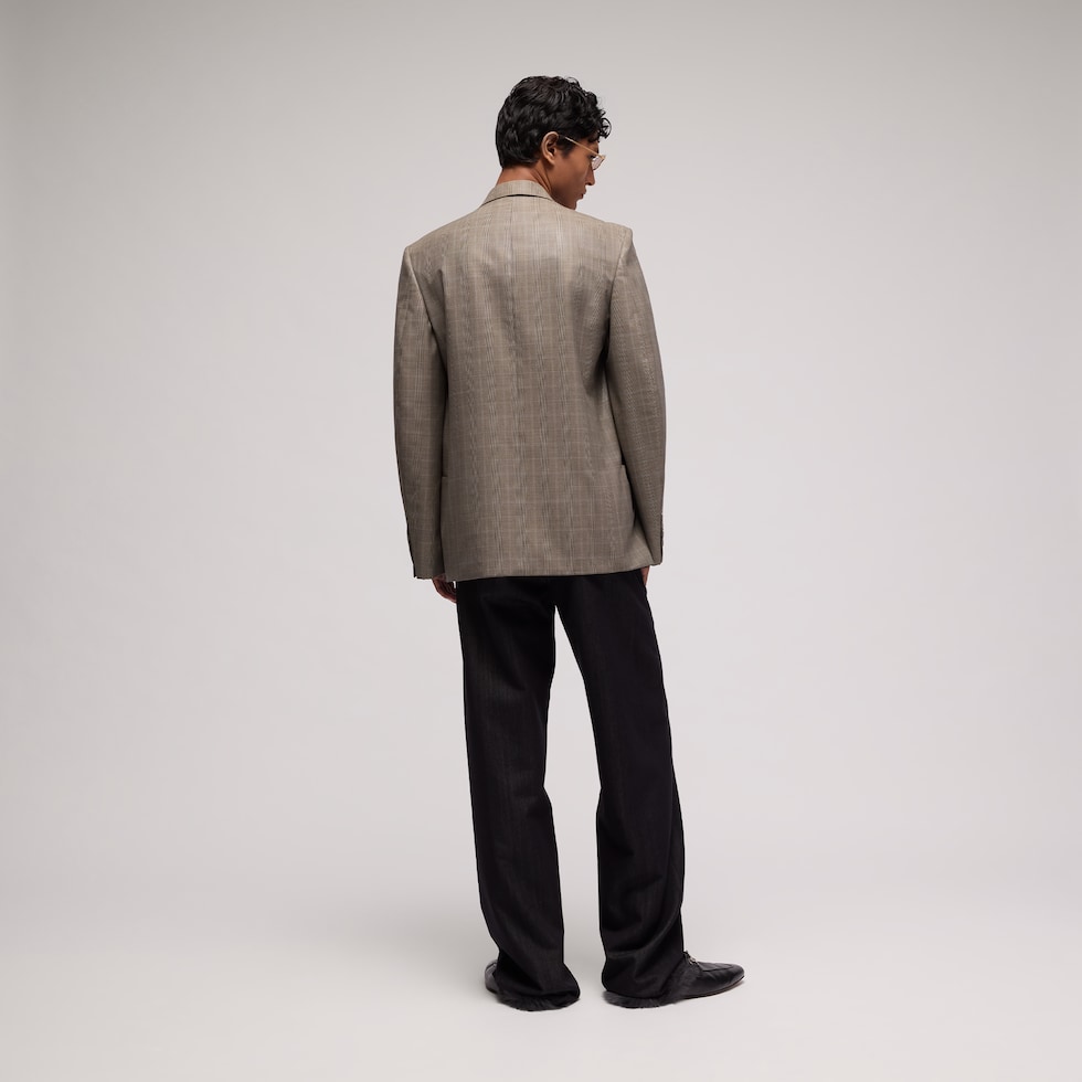 Veste en mélange de laine Prince de Galles enduite