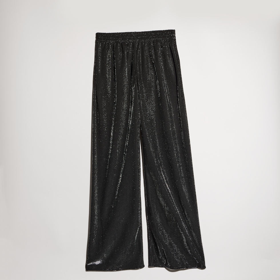 Jersey pants with iridescent effect