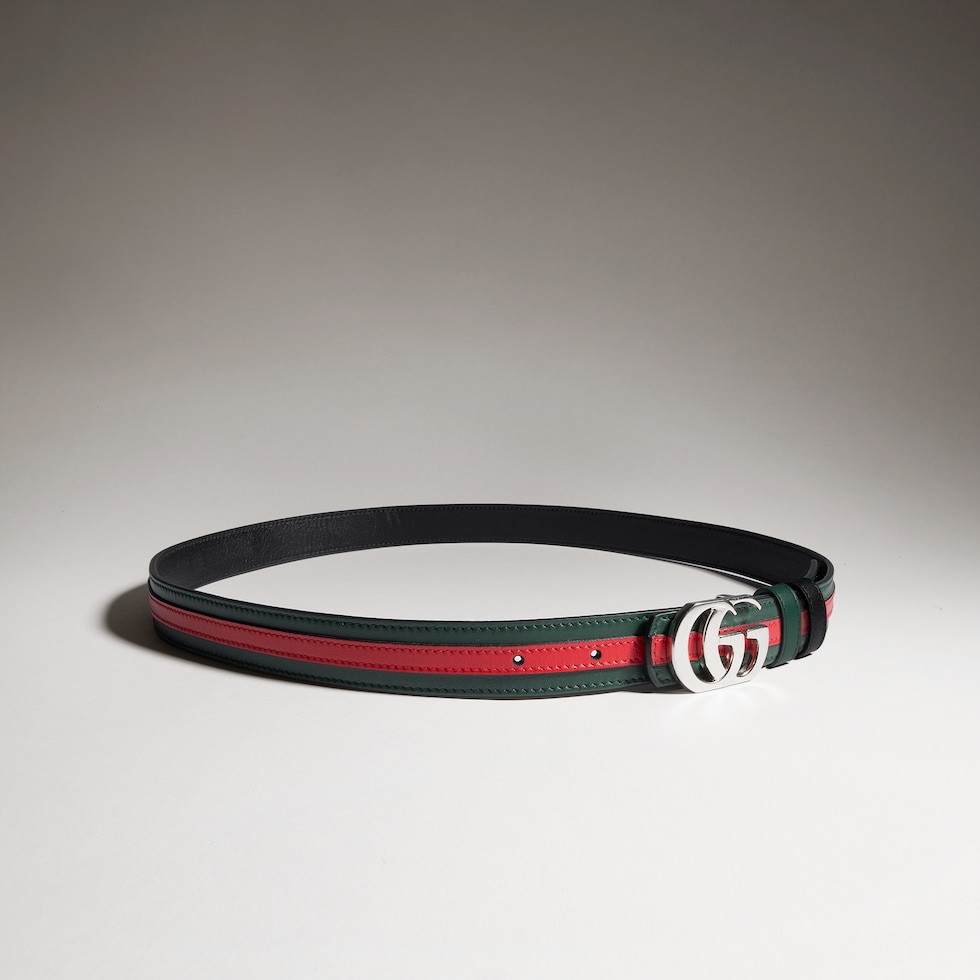 Reversible thin belt with Double G buckle