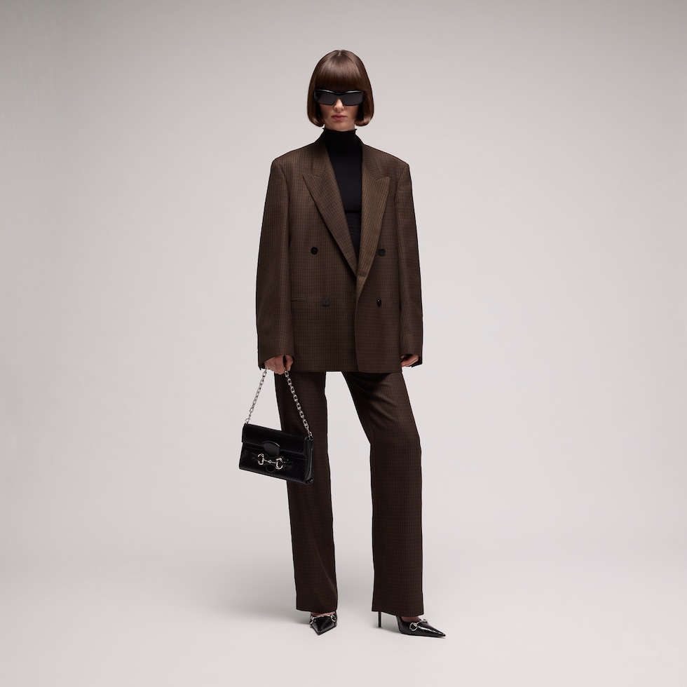 Gingham polyester wool pants