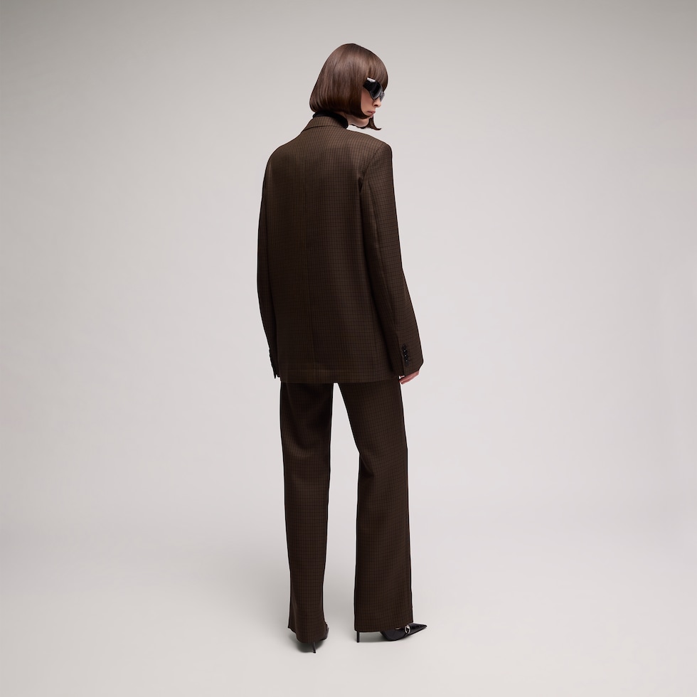 Gingham polyester wool pants
