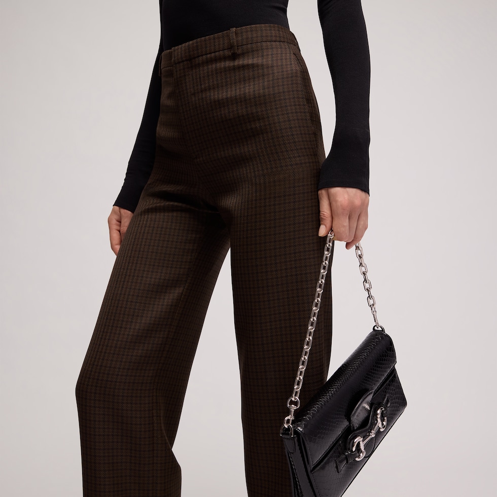Gingham polyester wool pants