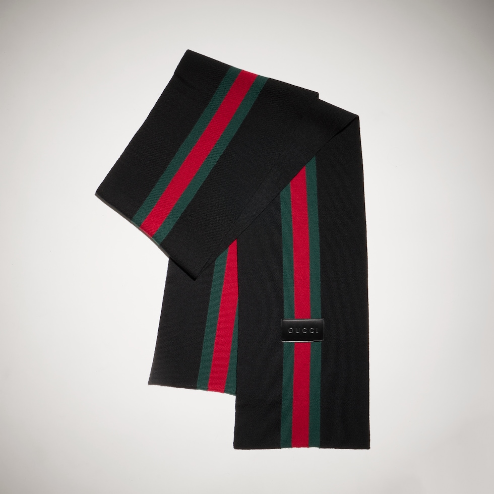 Sciarpa a righe in lana e cashmere jacquard