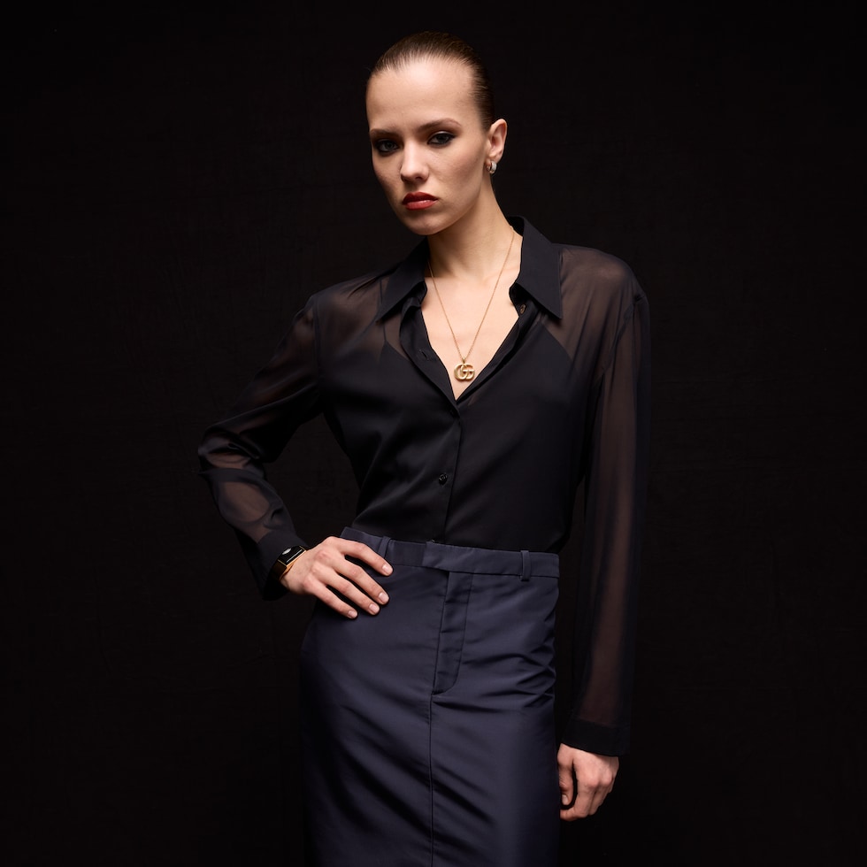 Silk stretch chiffon shirt