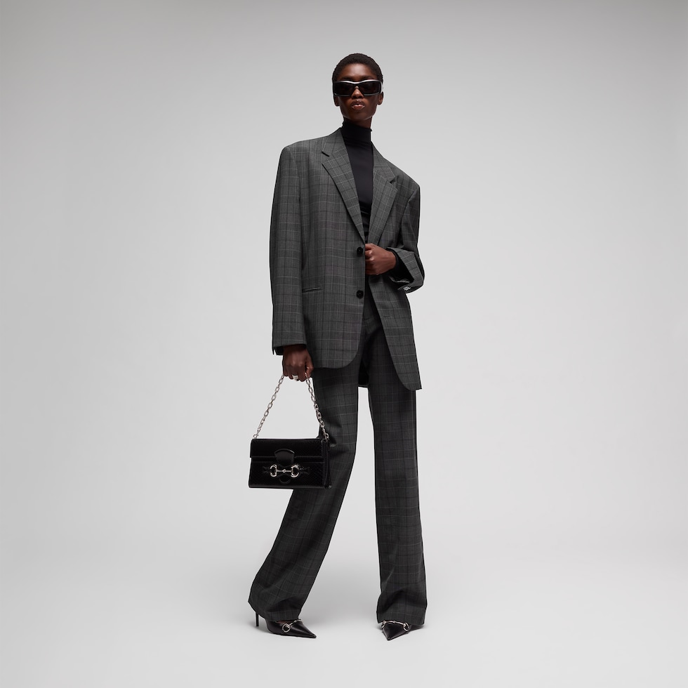 Pantalon en laine fine à carreaux
