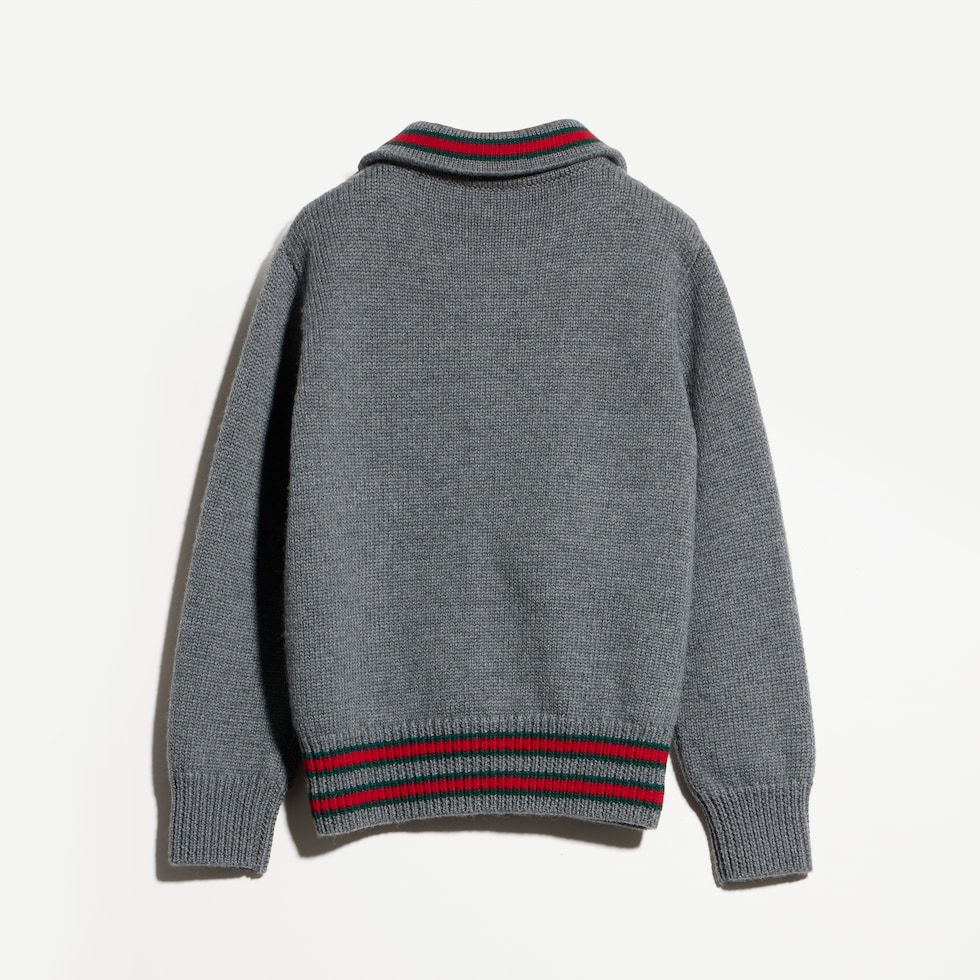 Children's wool polo cardigan