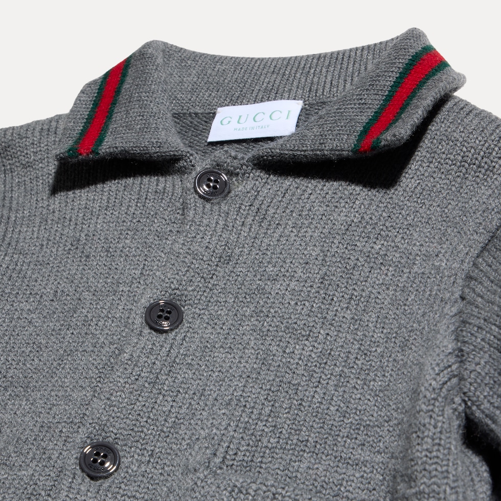 Children's wool polo cardigan