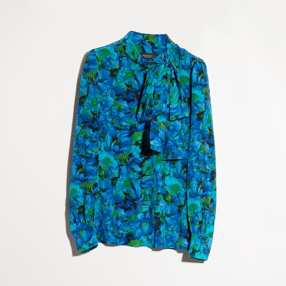 Printed silk crêpe de chine shirt